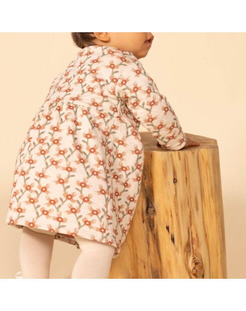 Robe en Tubique Matelassé Imprimé rose pâle