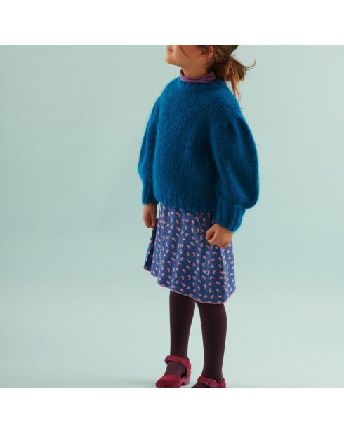Petrolblauer Pullover aus Mohairwolle