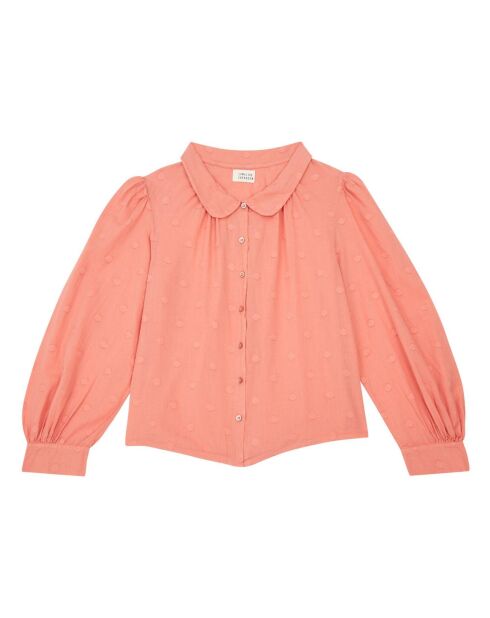 Blouse à Pois rose pêche