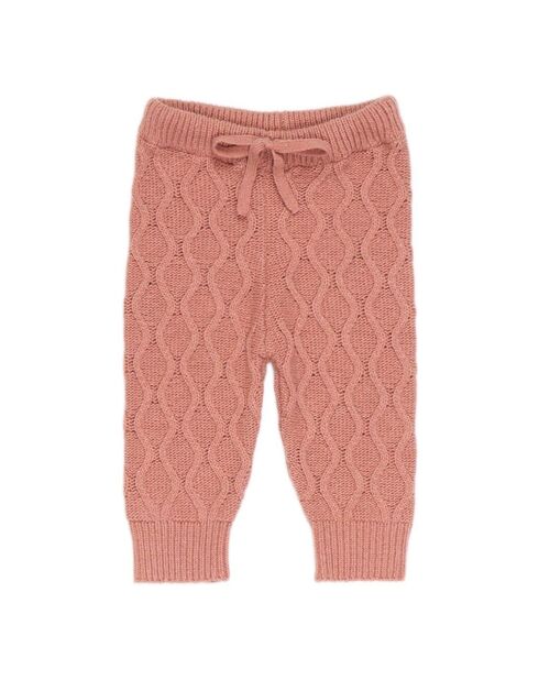 Pantaloni in misto lana riciclata con fantasia rosa antico