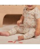 T-Shirt & Legging Bamboo Fleuri blanc cassé