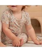 T-Shirt & Legging Bamboo Fleuri blanc cassé
