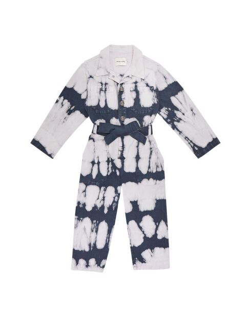 Tuta Tie and Dye in cotone biologico Vincent Navy/bianco