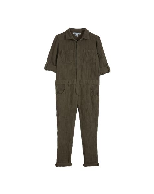 Combinaison en Gaze de Coton verte kaki