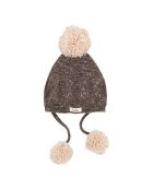Bonnet en Laine mélangée Jacquard Pompons chocolat