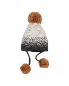 Bonnet en Laine mélangée Jacquard Pompons gris chiné