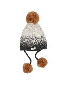 Bonnet en Laine mélangée Jacquard Pompons gris chiné