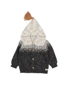 Cardigan à Capuche en Laine mélangée Jacquard gris chiné