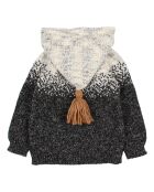 Cardigan à Capuche en Laine mélangée Jacquard gris chiné