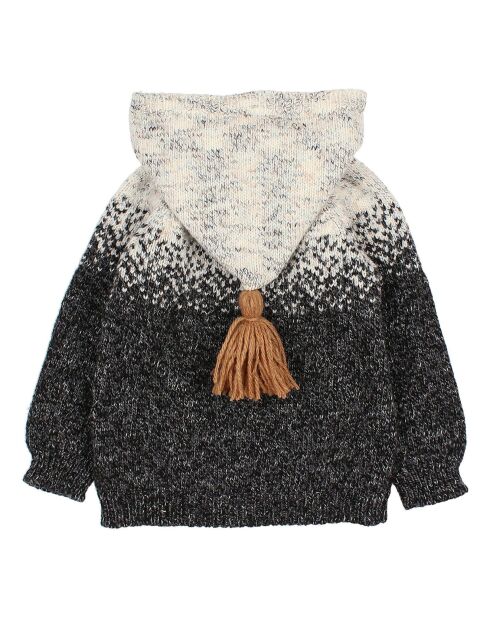 Cardigan à Capuche en Laine mélangée Jacquard gris chiné