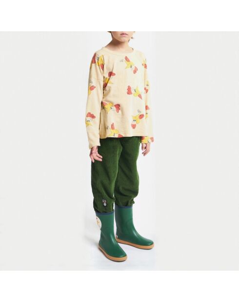 T-Shirt en Coton Bio Coqs jaune pâle