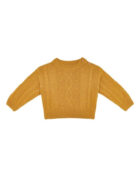 Pull en Laine mélangée Bébé Lourdes jaune moutarde