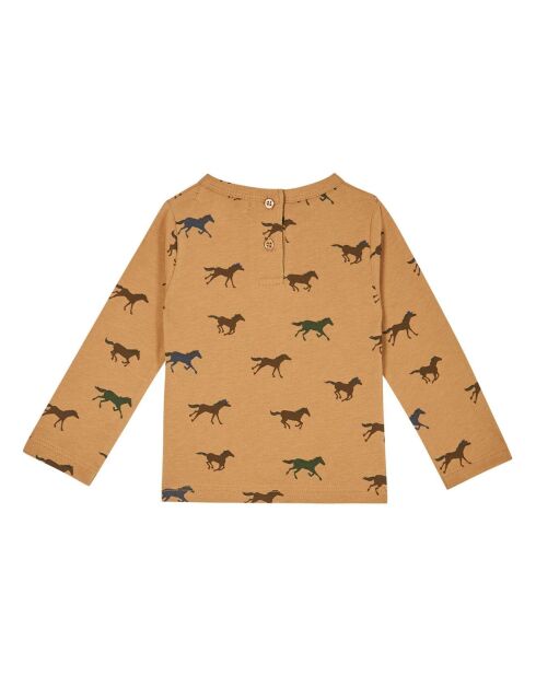 T-Shirt en Coton Bio Chevaux camel