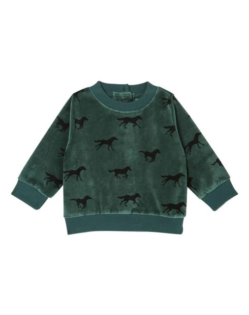 Sweat en Velours Chevaux vert