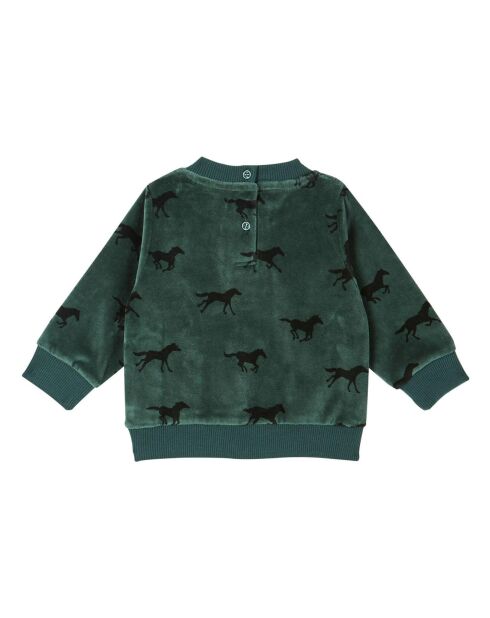 Sweat en Velours Chevaux vert
