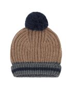 Bonnet en Laine mélangée à Pompon Bicolore Sangei camel