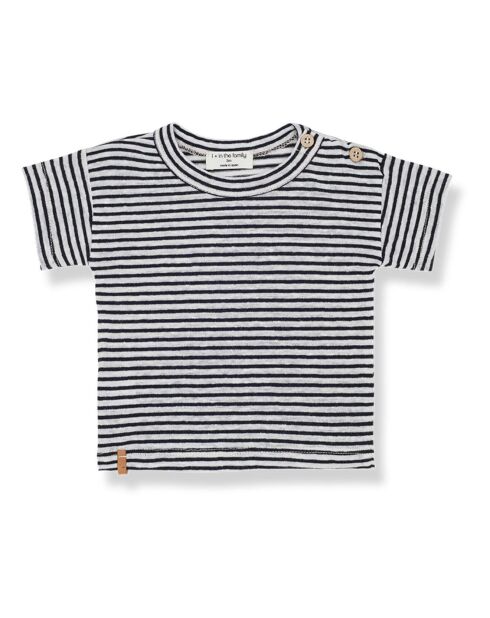 T-Shirt Manches Courtes en Lin mélangé Victor bleu marine