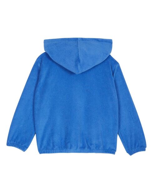 Sweat Zippé à Capuche Eponge Poches bleu