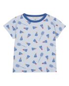 T-Shirt en Coton Bio Rayé Badmington bleu ciel