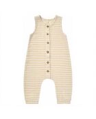 Combinaison en Coton Bio Rayée jaune pâle