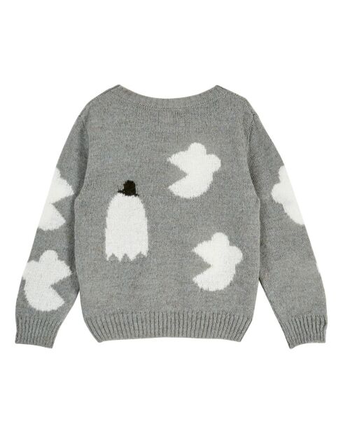 Grauer melierter Pullover Souris aus Wollmischung