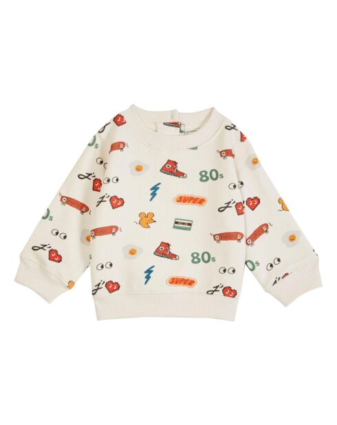 Sweat en Coton Bio blanc/écru