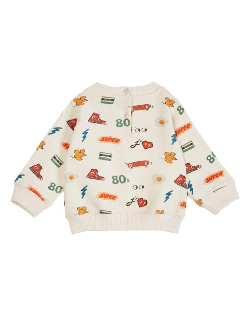 Sweat en Coton Bio blanc/écru