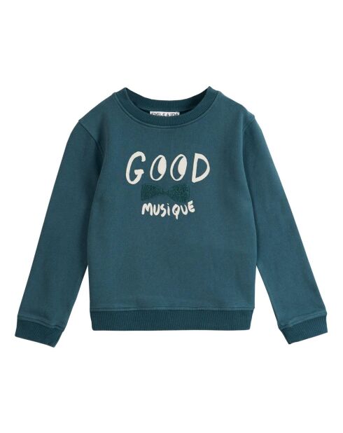 Sweat en Coton Bio Good Musique vert foncé