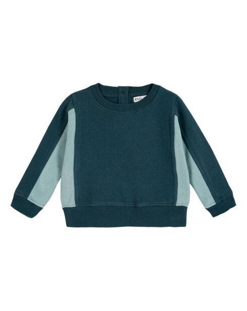 Sweat en Coton Bio Bi-color vert foncé