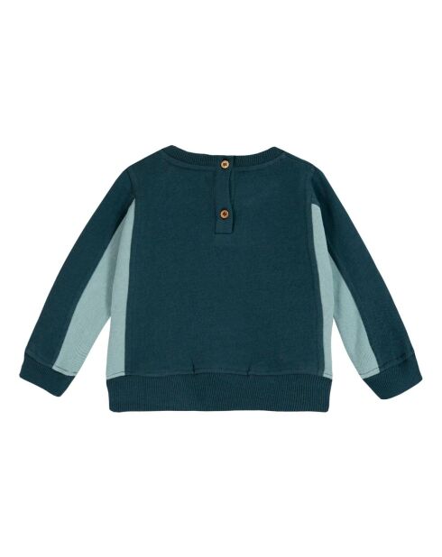 Sweat en Coton Bio Bi-color vert foncé