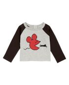 T-Shirt en Coton Bio Bicolore Souris gris chiné