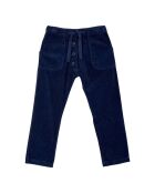 Pantalon en Velours Côtelé Boutonné bleu nuit