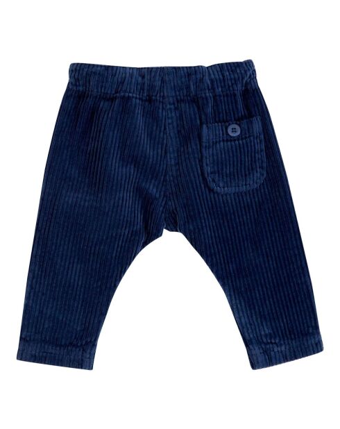 Pantalon en Velours Côtelé Boutonné bleu nuit