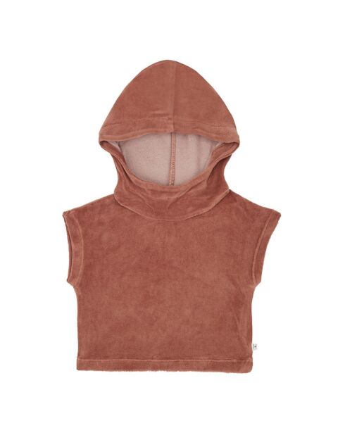 Timea Ärmelloser Hoodie aus Terrakotta-Samt