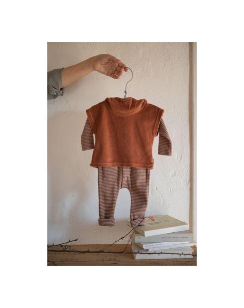 Sweat à Capuche Sans Manches Velours Timea terracotta