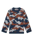 Pull 100% Laine Mérinos Camouflage bleu marine