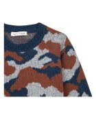 Pull 100% Laine Mérinos Camouflage bleu marine