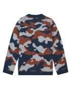 Pull 100% Laine Mérinos Camouflage bleu marine