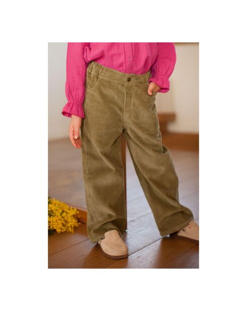 Pantalon en Velours Côtelé Albie vert kaki