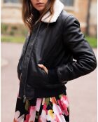Blouson Aviateur en Cuir Zola noir