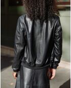 Blouson Aviateur en Cuir Volene noir