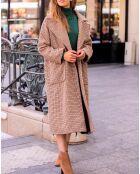 Manteau en Laine mélangée Villy pied-de-poule beige