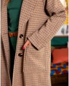 Manteau en Laine mélangée Villy pied-de-poule beige