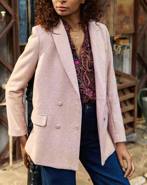 Veste de tailleur en Laine mélangée Villie rose