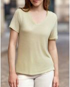 T-Shirt en Lin mélangé Thana vert amande