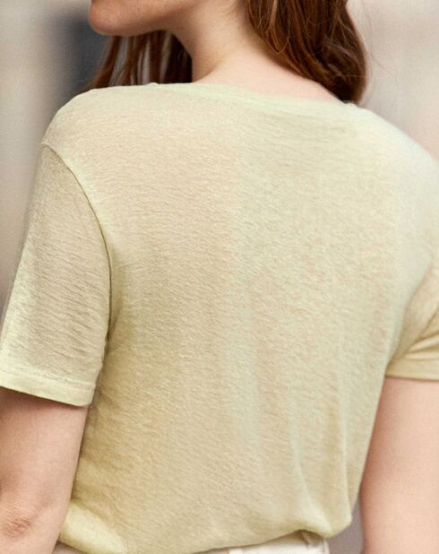 T-Shirt en Lin mélangé Thana vert amande