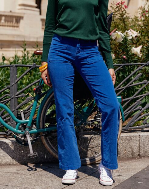 Pantalon en Velourrs côtelé Sonny bleu