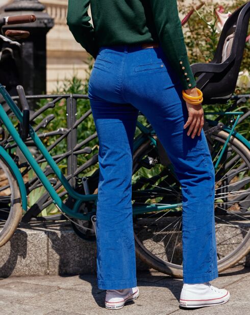 Pantalon en Velourrs côtelé Sonny bleu