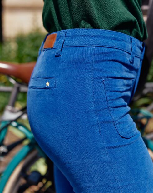 Pantalon en Velourrs côtelé Sonny bleu