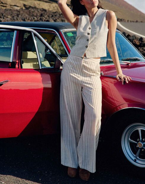 Pantalon Pauline rayures écru